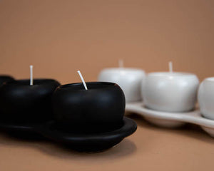 matte black trio ceramic cup candle
