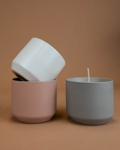 matte pink minimalist ceramic cup candle