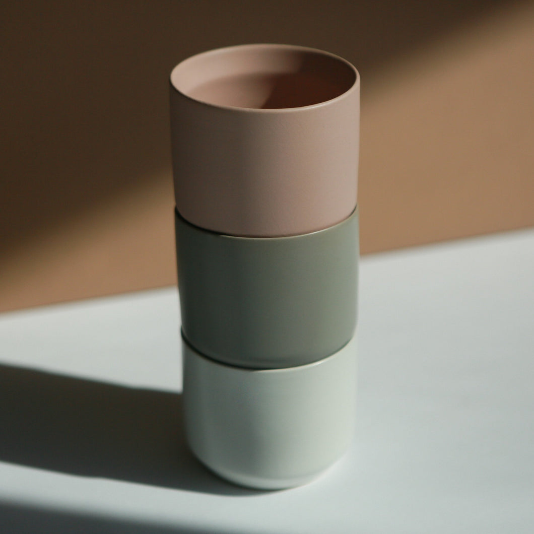 matte minimalist ceramic cup candle - set of 3